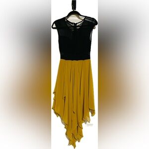 Ark & Co Black and Mustard Asymmetrical Dress